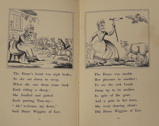 Greenaway (Kate).- Ruskin (John) - Dame Wiggins of Lee, and Her Seven Wonderful Cats, A Humerous Tale Written Principally by a Lady of Ninety, with 22 woodcut illustrations by Kate Greenaway, ivory, original cloth with g